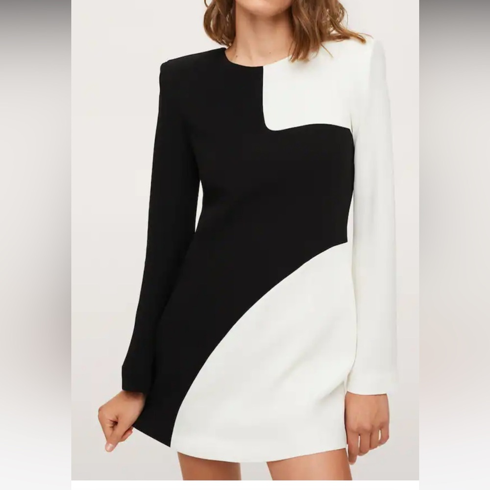 Mango black and white, back cut out short dress.